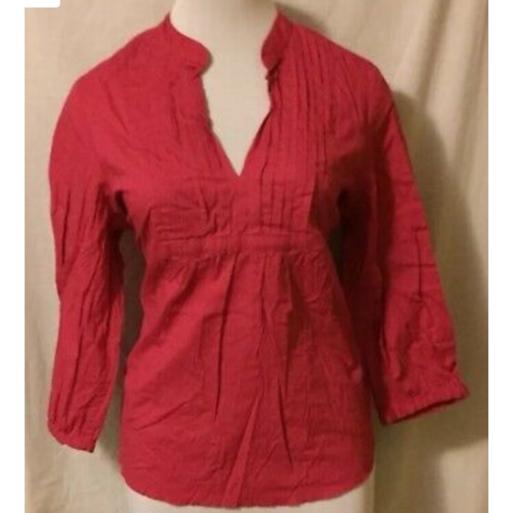 Talbots Stretch medium pink peasant blouse